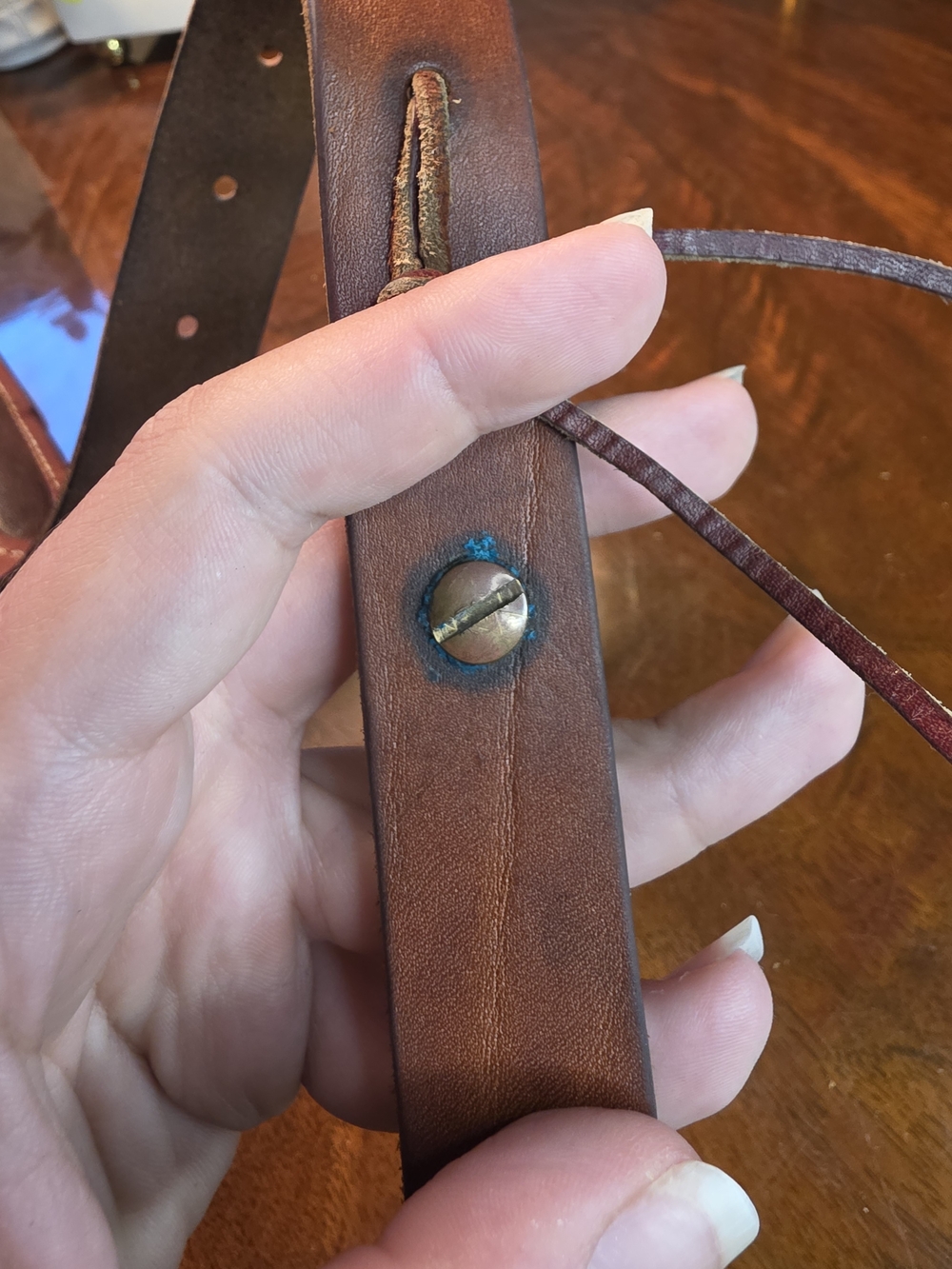 Tooled Leather Rifle Sling with Deer Motif - Brown - Picture 10 of 15